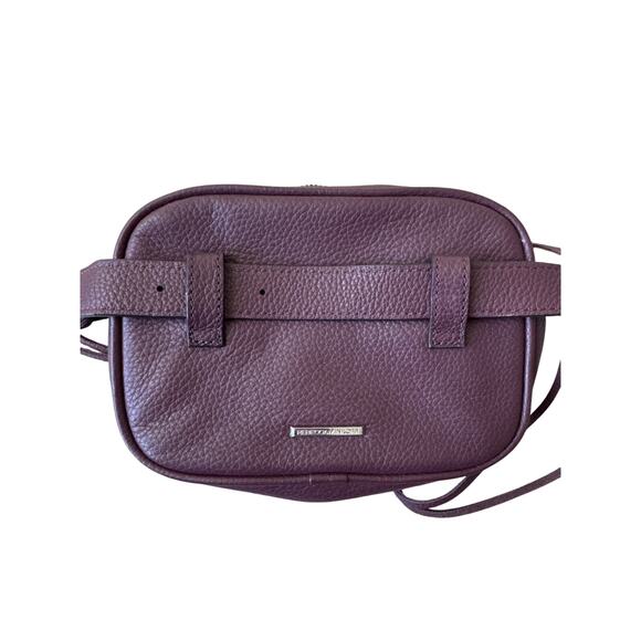 REBECCA MIINKOFF Three 3 Zip Leather Belt bag  Burgundy Merlot Silver - Picture 5 of 6